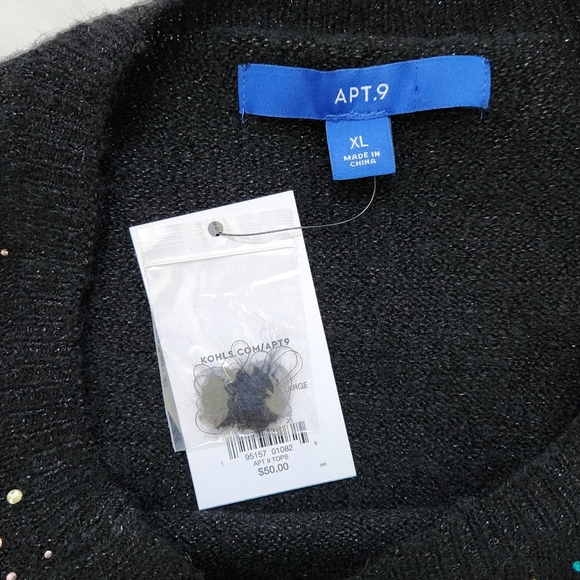 Womens Plus Size Apt. 9 Embellished Crewneck Sweater SZ XL  Black New wi… - Picture 5 of 12